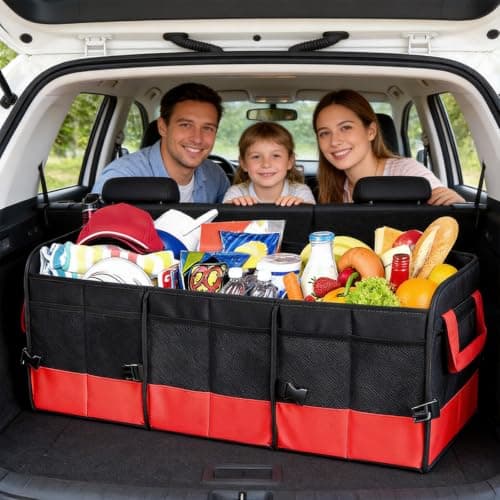 Car Storage Organizer with Reinforced Handle 3 Compartments 2 Straps Car — view 3