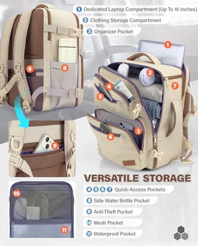 VANKEV 40x30x20 Ryanair Easyjet Eurowings Cabin Bag Travel Backpack — view 3