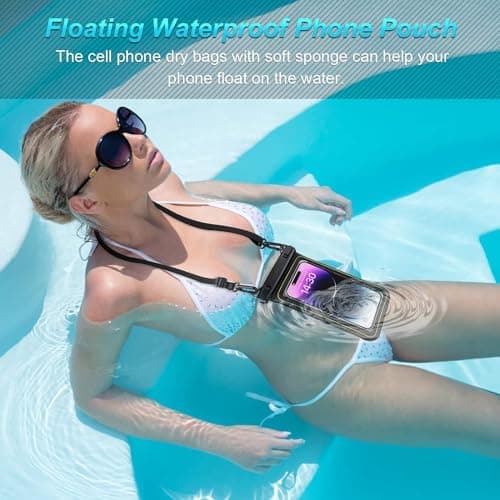 Waterproof Floating Phone Pouch Case, IPX8 Universal Waterproof Phone Pouch Dry Bag Holder for iPhone 16 15 14 13 12 11 Pro Max Samsung S23 Huawei Up to 6.8” for Vacation Beach Swimming — view 5
