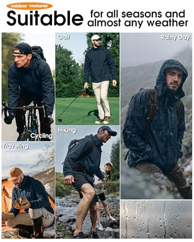 Outdoor Ventures Men's Waterproof Jackets Lightweight Windproof Raincoat — view 2