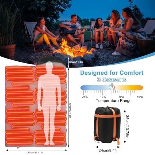 Heated Sleeping Bags for Adults Camping Cold Weather, 95–149°F for 4-Season — view 3