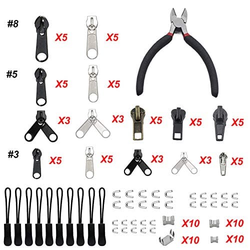 YaHoGa Zipper Repair Kit with Tool for Clothing Bags Outdoor Tents Coats Jeans Jackets Purses Luggage Backpacks (with Tool) — view 2