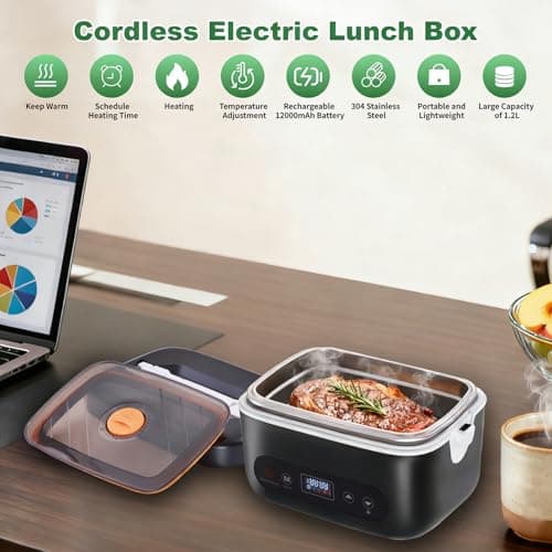 Fagalil Cordless Heated Lunch Box, 1.2L Battery Powered — view 2