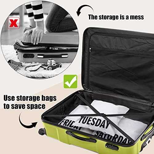 Oudain Packing Cubes Kids and Baby Travel Organizer Pouches Suitcases and Luggage Travel Accessories for Boys and Girls Summer Camp, Cruise, and Family Vacations, Days of Week, Black, White, One size — view 5