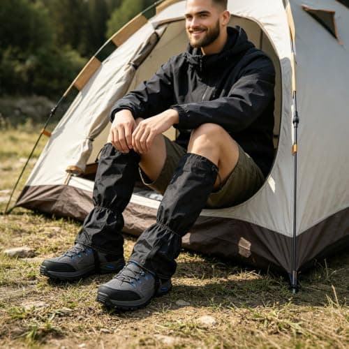 WOQI Waterproof Leg Gaiters for Men Women, Adjustable Snow Shoe Gaiters For Hiking, Skiing, Hunting, Outdoor Adventures, Snow Boot Gators Sandproof & Anti-Mosquito Bites, Oxford, (Black) — view 3