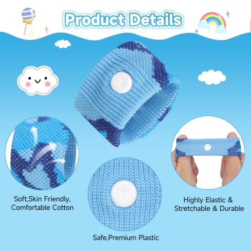 MEIYYJ Travel Sickness Bands Cruise Accessories Must Haves Sickness Bands for Children Gifts for Sea Sickness Wristbands Travel Sickness Kids Wristbands Cruise & Sea Travel Essentials-Camo Blue/Blue — view 3