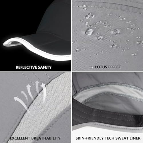 GADIEMKENSD UPF50+ Quick Dry Sports Hat Lightweight Breathable Soft Outdoor Running Cap (Folding Series, Light Grey) — view 6