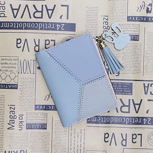 FuninCrea Ladies Zipper Wallet, Small Purse with Metal Snap Button, Leather Wallet for Women with Coin Bag, Multifunction Bifold Ladies Purse, Credit Card Holder Wallets for Girls (Blue) — view 4