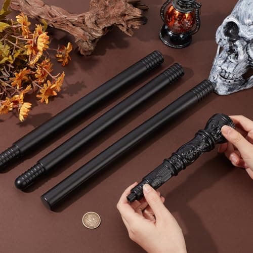 GORGECRAFT Victorian Cane Prop Halloween Cosplay Vintage Walking Stick 116cm Long Antique Plastic Punk Scepter Costume Prop with Black Round Top Knob Pretend Play Royalty Wand for Themed Events Stage — view 3