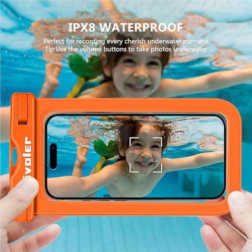ivoler [2 Pack Waterproof Phone Case & Pouch Set, IPX8 Dry Bag with Waist Strap for Beach, Swimming, Kayaking, Fits iPhone 17 16 15 Pro Max, Samsung S26 S25 Ultra, Up to 7.0" - Warm Orange — view 5