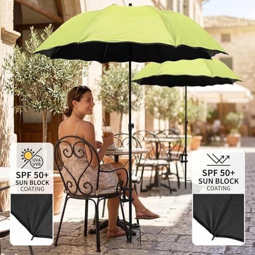 Ameble Folding Travel Rain Umbrella with UV Protection, Adjustable Height & Ground Stake Plant Umbrella for Garden, Fishing, Beach, Sun Shade, Green — view 5