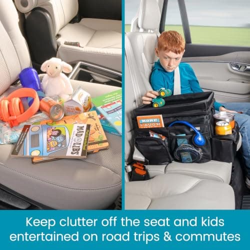 High Road CarHop Car Seat Organizer for the Front or Back Seat for Kids and Adults with Cup Holder Tray, Side Pockets and Cooler Compartment — view 3
