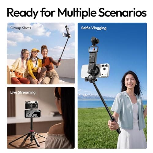 ULANZI MT-44M 2026 UPGRADED 59" Auto Open Magnetic Phone Tripod, Selfie Stick Bluetooth, Four-Leg Stand Dual Camera Set up, 360° Ball Head, 1/4" Thread Compatible with iPhone 17 16 15 14 13 12 DSLR — view 5