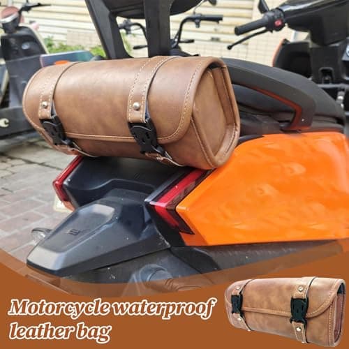 Motorcycle Tail Bag,Outdoor Motorcycle Luggage Bag Carrier | Leather Storage Organizer Gear Pouch for Men Women Bike Luggage Cycling Accessories Electric Scooter Road Trip Travel — view 2