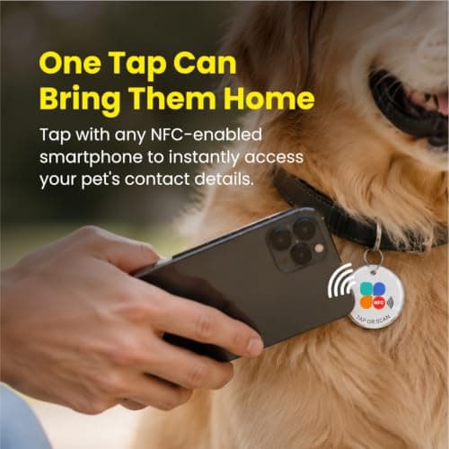 2Pcs Personalised Smart NFC & QR Code Pet Cat Dog ID Tags, SOS, Private Calling, Location Alerts, Scratch Resistant Name ID, Keychain Style Puppy Kitten Bag Tag, Online Pet Profile Identity Tracker — view 5