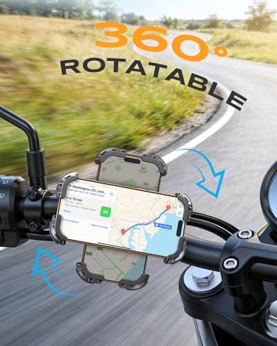 Babacom Bike Phone Holder, Upgrade Motorbike Phone Holder [1s Lock][Secure Protection], 360° Rotatable Phones Holder for Mountain Bike/ATV, Motorbike Handlebar Clamp Mount Riser for 4.7-6.8" Phones — view 4