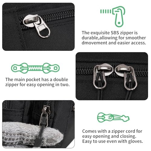 Bumbag Waist Bag Women Ladies Men Waterproof Running Fanny Pack Adjustable Bum Bag with Multi Pockets for Travel Hiking Dog Walking Cycling Camping (Black) — view 3