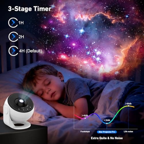 YunLone Galaxy Projector, 13 in 1 Home Planetarium Star Light Projector for Bedroom 360° Rotating Nebula Projector Lamp Starry Sky Night Light (White/White) — view 4