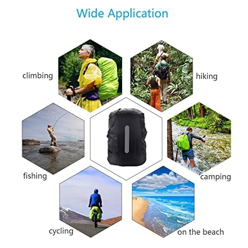 HYCOPROT Waterproof Backpack Rain Cover with Reflective, High Visibility Foldable Ultralight Dust and Rain Cover Rucksack for Hiking Camping Touring Cycling (Yellow, L) — view 6