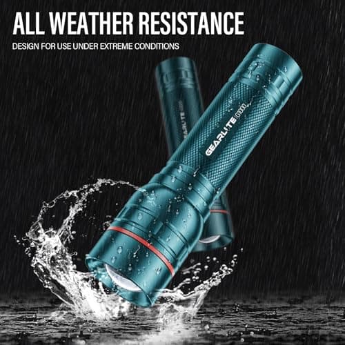 GEARLITE LED Rechargeable Torch, 2000 Lumens LED Torch, Extremely Bright with 3 Modes, Zoomable Mini Handheld Lamp with Long Running Time, Teal Blue Flashlight for Outdoor G1000-Teal — view 6