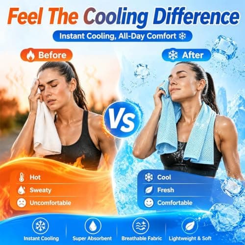 XQMMGO 100 x 30 cm Instant Cooling Towel for Neck & Face, Ice Cold Microfibre Sports Gym Towel with Portable Bottle, Breathable Sweat Bandana for Running, Yoga, Golf, Travel & Hot Weather (light blue) — view 4