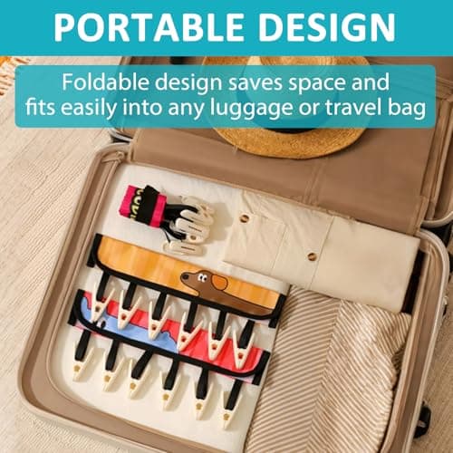 TamBee Travel Hanger Clips, Cruise Ship Essentials Portable Folding Clothes Hanger Clips Towel Drying Rack Sock Dock Swimsuit Drying Rack Hanger with 6 Clips Pack of 3 (Animals) — view 3