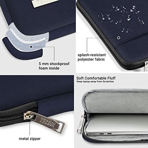 TECOOL 15.6 Inch Laptop Case Bag Waterproof Laptop Sleeve 15.6+,Dark Blue — view 5
