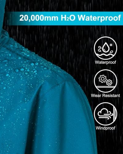 Tyhengta Womens Lightweight Rain Jackets Hooded Breathable Packable Running Raincoats Waterproof Hiking Walking Jacket with Hood Lake Blue,M — view 4