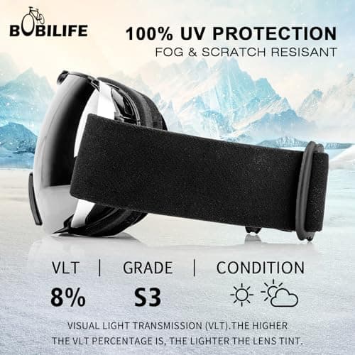 BOBILIFE Snow Ski Goggles with Portable Case for Men Women - Helmet Compatible Adult OTG Anti-Fog and Scratch 100% UV Double Layer Lens for Snowboard Skiing Glasses Goggles — view 4