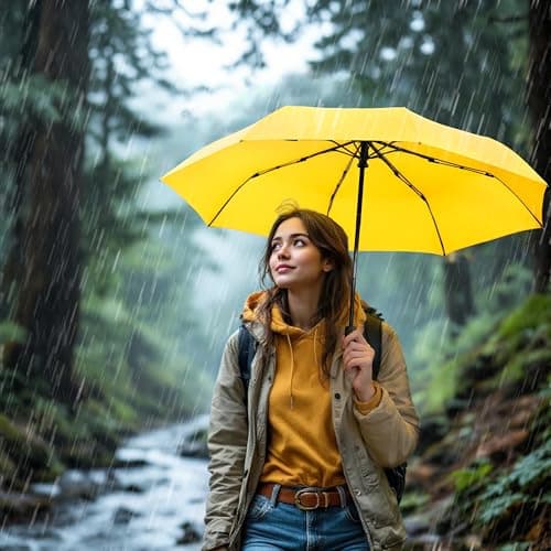 SoulRain Travel Umbrella - Windproof and Compact Umbrella for Rain - Perfect Large Auto Folding Umbrella - Ideal Car umbrella, Golf umbrella, and Travel Companion (Yellow) — view 3