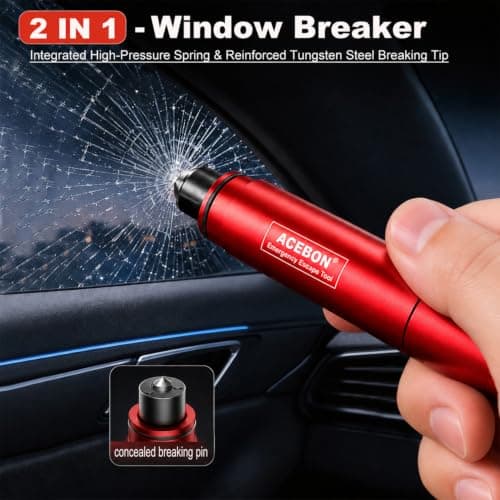 ACEBON 2 Pack Car Safety Hammer, 2-in-1 Window Breaker, Seat Belt Cutter — view 2