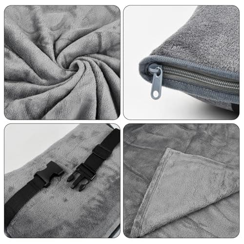 Wisebom Travel blanket 2 in 1, Soft and warm travel pillow and blanket, Ultralight Portable travel blanket airplane with soft bag pillowcase for Airline travel Business trip and Office (grey) — view 3