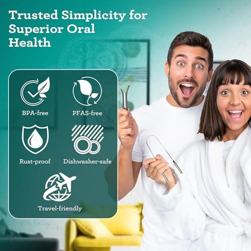 GuruNanda Tongue Scraper for Adults-Bad Breath Treatment, Gag Free, 2 ct — view 6