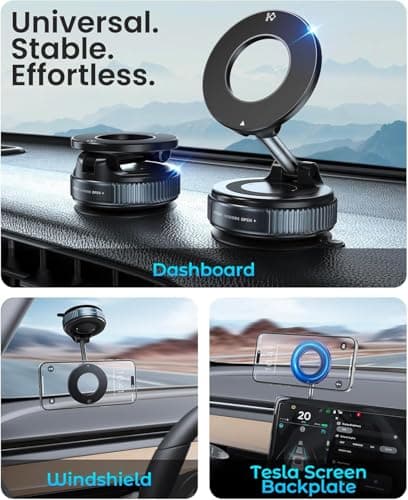 ZAKSTAR 2026 Upgraded Vacuum Magnetic Car Phone Holder, 360° with 2 Magnet Rings Ultra Suction Phone Mount for MagSafe Cell Phone Holders for Your Car/Gym/Mirror Mount for iPhone & Android — view 2