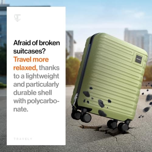 Travely Polycarbonate Cabin Suitcase 55x40x20cm - 20 Inch Suitable for Ryanair - 36L Including TSA Lock - Carry on - 10kg Suitcase, Cabin case, Hardshell — view 2