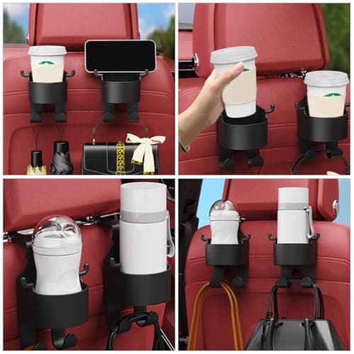 MAGICLULU 2pcs Headrest Cup Holder Back Seat Cup Organizer for Car Travel, Scratch-resistant Abs Material, Convenient Backseat Storage for Drinks and Accessories — view 5