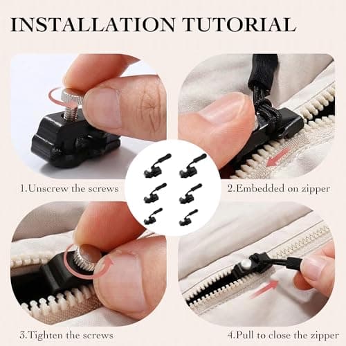 Zip Repair Kit with 3 Sizes Quick Zipper Pull Replacement Sliders Tool — view 4
