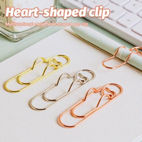 Metal Pen Clip – 8 Pack Heart Design | Sturdy, 2.75 inches, For Notebook — view 4