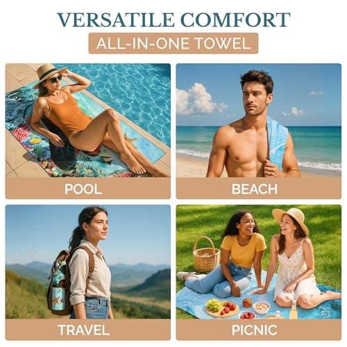 Casa Platino Beach Towels 6-Pack Extra Large – 71"x32" Lightweight, Quick-Dry & Sand-Free Microfiber – Soft, Double-Sided Swim, Pool & Travel Towels for Camping, Vacation & Beach Essentials – Muara — view 4