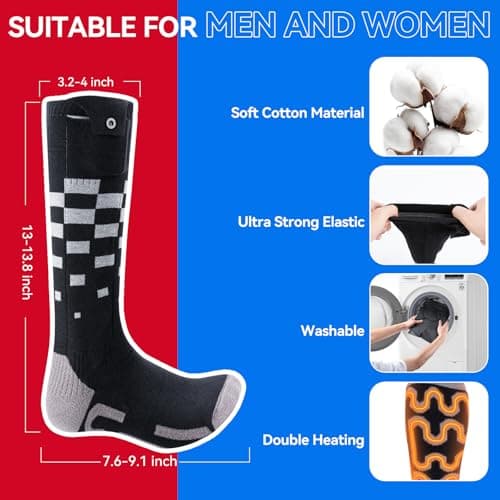 Olycism Heated Socks 8500mAh Battery Rechargeable Electric Heated Socks for Men Women 4 Temperature Adjustable Outdoor Riding Camping Hiking Motorcycle Skiing Warm Winter Socks，Size-M. — view 3