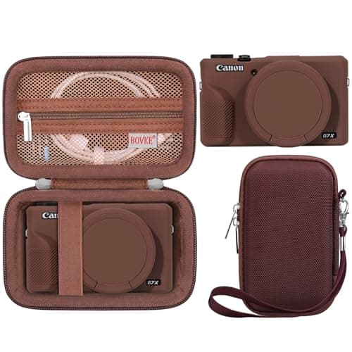 BOVKE Hard Case + Silicone Cover for Canon Powershot G7 X Mark III, Brown