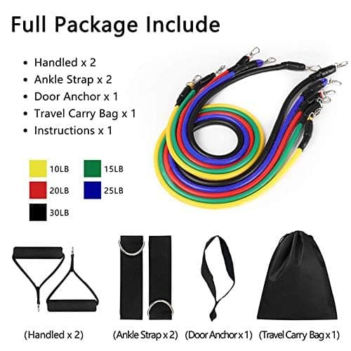 Nature Therapy Home Fitness Accessory Resistance Tube Resistant Bands Set (11 PCS) With Carrying Bag Muscle Building Strength Training Yoga Pull Rope Home Gym Equipment — view 3