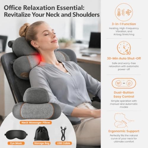 Neck Massager Pillow, 3 in 1 Neck Massager, Electric Massager Neck Pillow — view 6