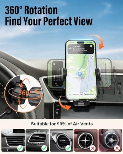 APPS2Car Car Phone Holder for Air Vent, One-Hand Paddle Release Car Mount, Adjustable Clamp Arms, 3-Level Extendable Foot, Anti-Slip Silicone Grip, Fits 4.7-6.8 Inch Smartphones — view 6