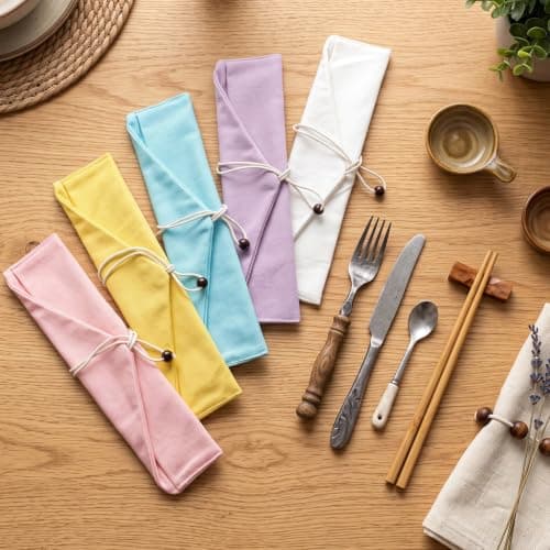 Tatuo 5 Pcs Reusable Chopstick Pouch Kit, Portable Utensil Travel Case Bag for Stainless Steel, Glass, Straw, Cleaning Brush, Safety ＆ Impact Resistance, Back to School Gifts(Minimalist,Pastel) — view 5