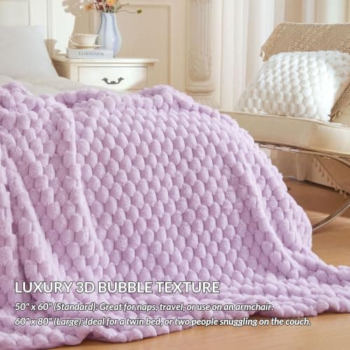 XeGe Luxury Bubble Fluffy Faux Rabbit Fur Throw Blanket 130x150cm, Lavender — view 2