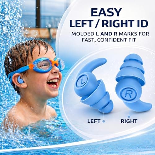 Kids Swimming Ear Plugs, 4 Pairs Waterproof Silicone Reusable Earplugs, Ear Protection for Showering Swimming Bathing Surfing for Children 4-12 Years Old — view 5