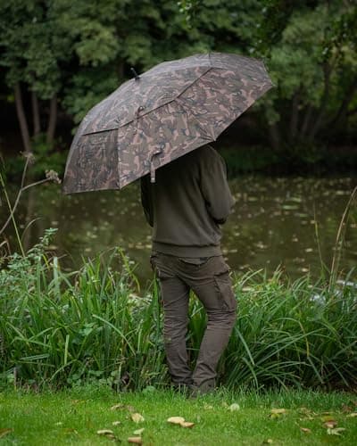 FOX Explorer Brolly 140cm | Camo Carp Fishing Umbrella | Vented Dual Layer | Fiberglass Frame | One Touch Release Mechanism | Double Retaining Straps | Carry Sleeve | Code CUM402 — view 2