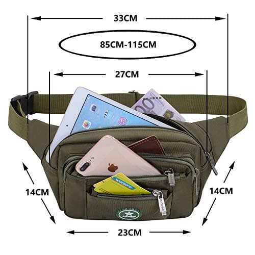 Waterproof Bum Bags Men Women Sport Running Hiking Backpacks Sports Bike Bags Cases for Knives and Hiking Tools (Olive) — view 4