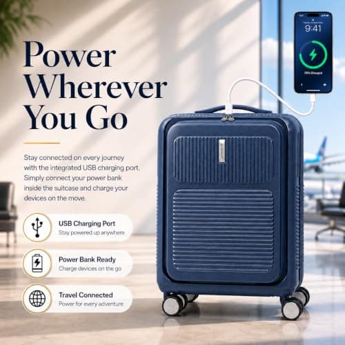 Aerolite 55x40x20 Expandable Cabin Suitcase with Front Laptop Compartment — view 6
